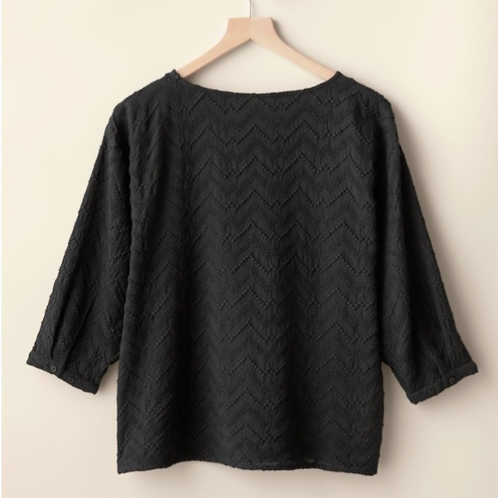 Garnet Hill Bohème Embroidered Blouse Black embroidered zigzag pattern blouse XS